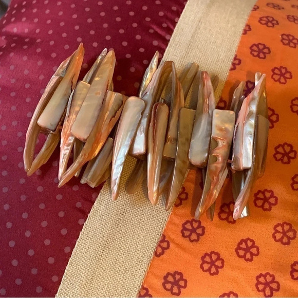 Abalone  Shell Shard Cuff Bracelet - Picture 4 of 5